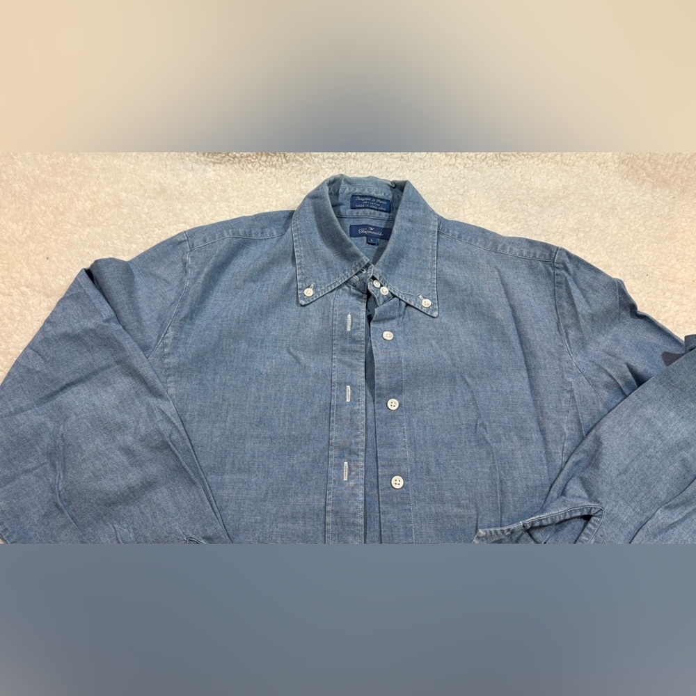 Faconnable Blue Casual Button Down Shirt